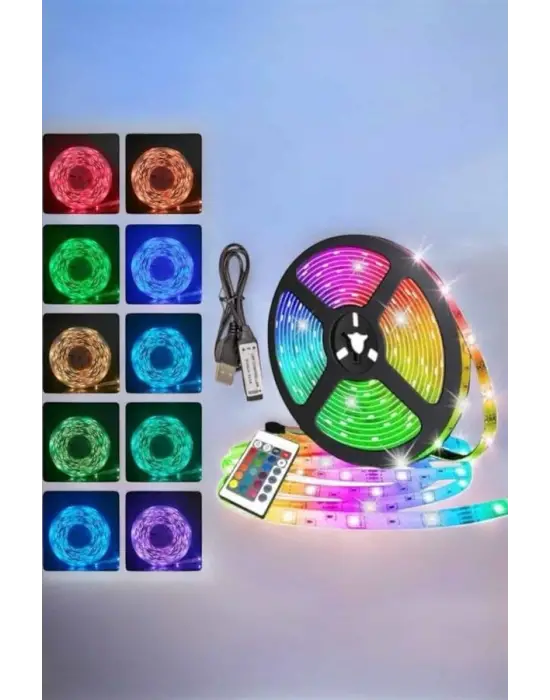 Yeni Nesil Rgb Işıklı 10metre Şerit Led Kumandalı Şarj Edilebilir