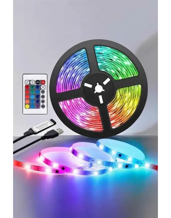 Yeni Nesil Rgb Işıklı 10metre Şerit Led Kumandalı Şarj Edilebilir