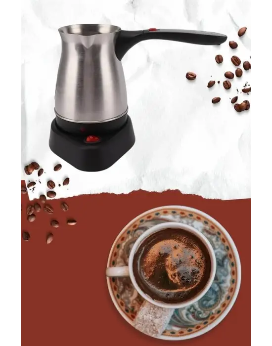 Yeni Nesil Türk Kahve Makinesi Cezvesi Siyah Gri Kablolu Pratik