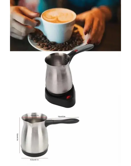 Yeni Nesil Türk Kahve Makinesi Cezvesi Siyah Gri Kablolu Pratik