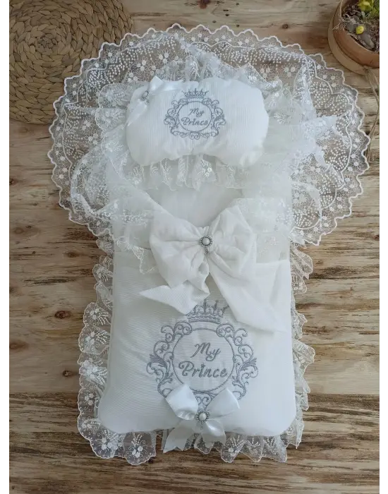 Omarı Yenidoğan Hayal Güpürlü Bebek Battaniyesi Seti Gri