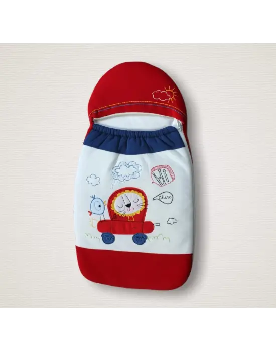 Omarı Aslan Nakışlı Yenidoğan Klasik Bebek Battaniyesi Mavi