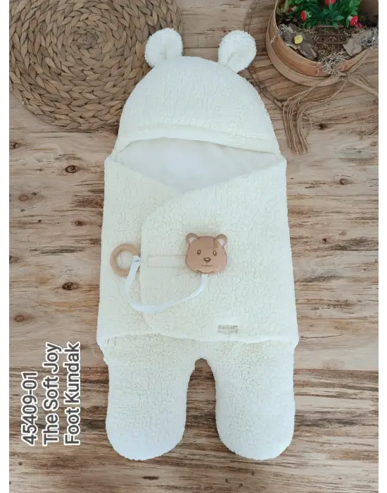 Omarı Yenidoğan Bebek Battaniyesi Kundak Krem