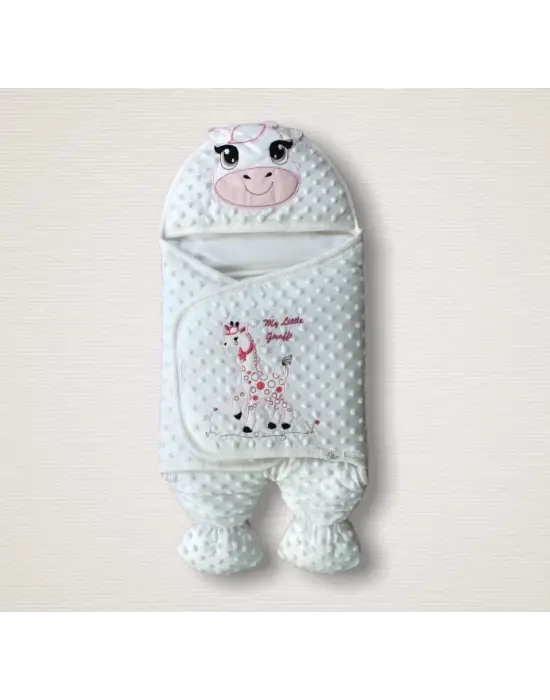 Omarı Yenidoğan Zürafa Nakışlı Bebek Battaniyesi