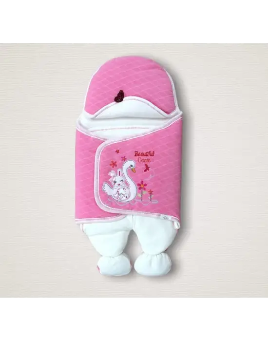 Şık Çiçekli Ördek Nakışlı Bebek Battaniyesi