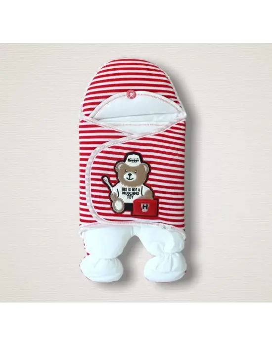 Çarpıcı Ayıcık Nakışlı Bebek Kundak Battaniyesi