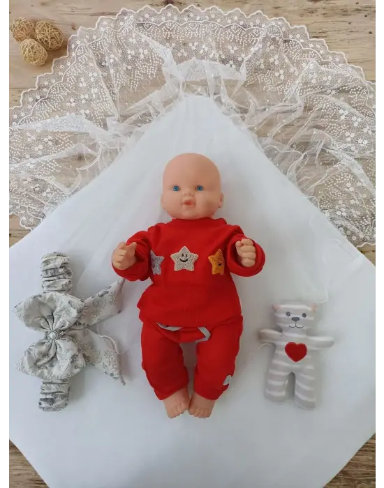 Duvaklı Taşlı Lacivert Bebek Battaniyesi