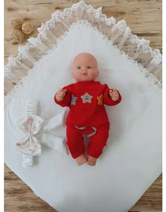 Zarif Hanımeli Desenli Nakışlı Bebek Battaniyesi