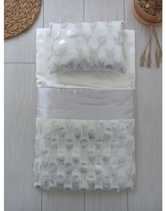 Göz Alıcı Tül İşlemeli Pamuklu Kundaklı 3lü Alt Açma Seti