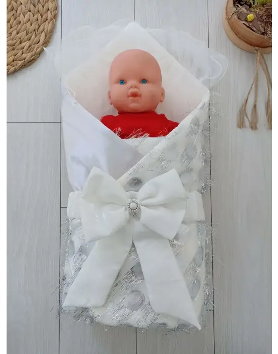 Göz Alıcı Tül İşlemeli Pamuklu Kundaklı 3lü Alt Açma Seti