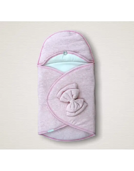 Omarı Yenidoğan Düğme Detaylı Çift Fiyonk Bebek Battaniyesi