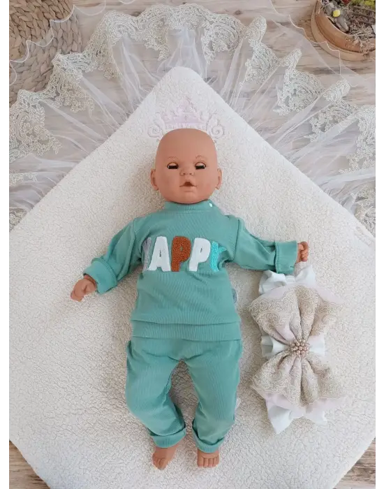 Zarif Kuzulu Taç Nakış Fiyonklu Unisex Kundak Bebek Battaniye - Pembe