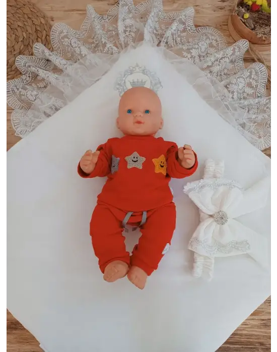 Şık Pamuk Taç Benim Prensim Nakışlı Kundak Battaniye