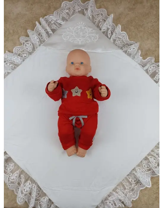 Eşsiz Pırıltı Nakışlı Yenidoğan Bebek Battaniyesi