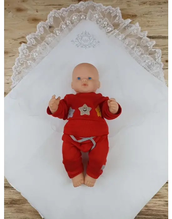 Göz Alıcı Pırıltı Taç Nakışlı İnci Kundak Battaniye