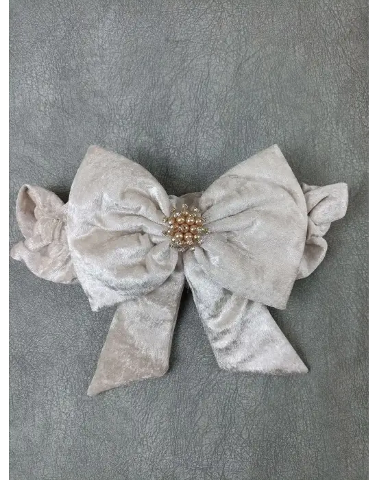 Göz Alıcı Kadife İnci Fiyonklu Dantel Bebek Battaniyesi