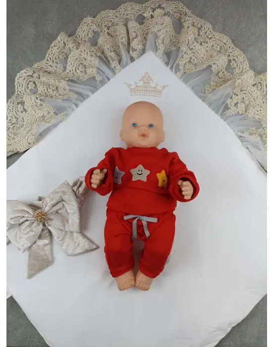 Göz Alıcı Kadife İnci Fiyonklu Dantel Bebek Battaniyesi