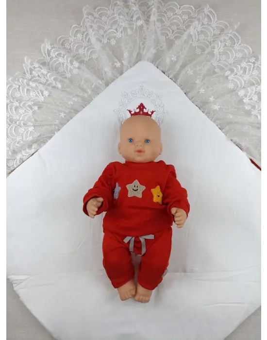 İnci Fiyonklu Dantel Bebek Battaniye