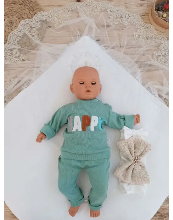 Modern Nakışlı Prizma Taş Kundak Bebek Battaniyesi