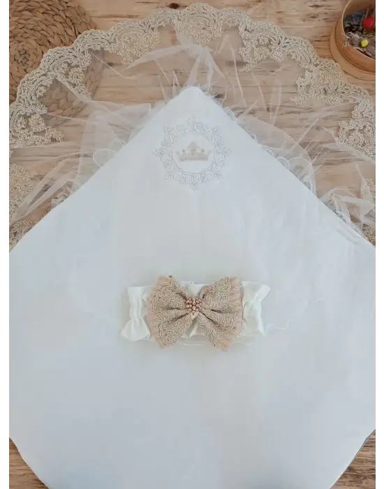 Modern Nakışlı Prizma Taş Kundak Bebek Battaniyesi