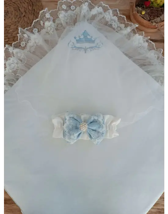 Zarif Taç Nakışlı Prizma Taş Kundak Battaniye