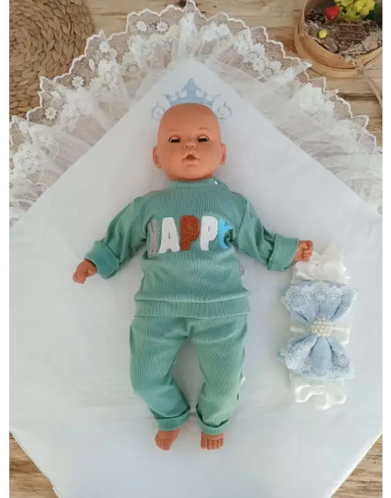 Zarif Taç Nakışlı Prizma Taş Kundak Battaniye