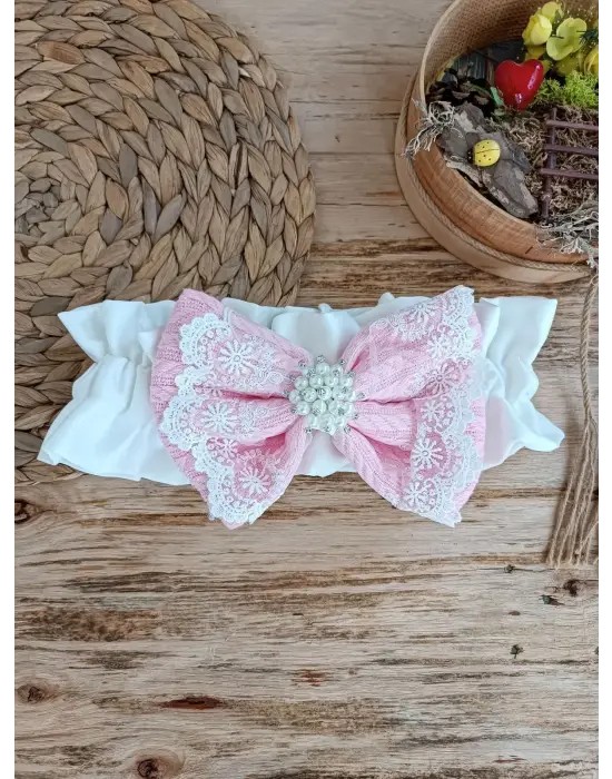 Özgün Taç Nakışlı Pembe Bebek Battaniyesi