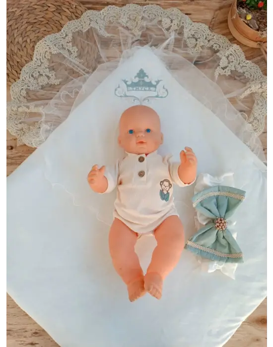 Yenidoğan Örgülü Bebek Battaniyesi Yeşil