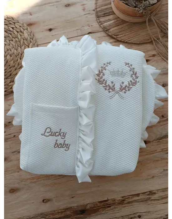 Ultra Lüks Nakışlı Bebek Battaniyesi