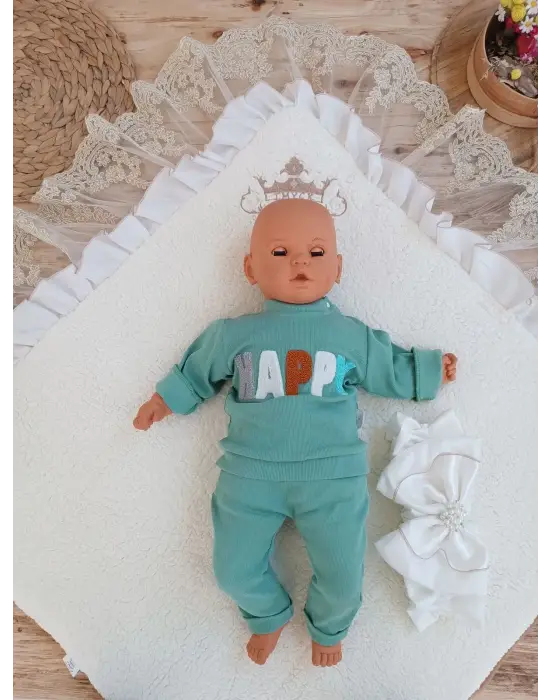 Yenidoğan Güpür Nakışlı Kundak Battaniyesi