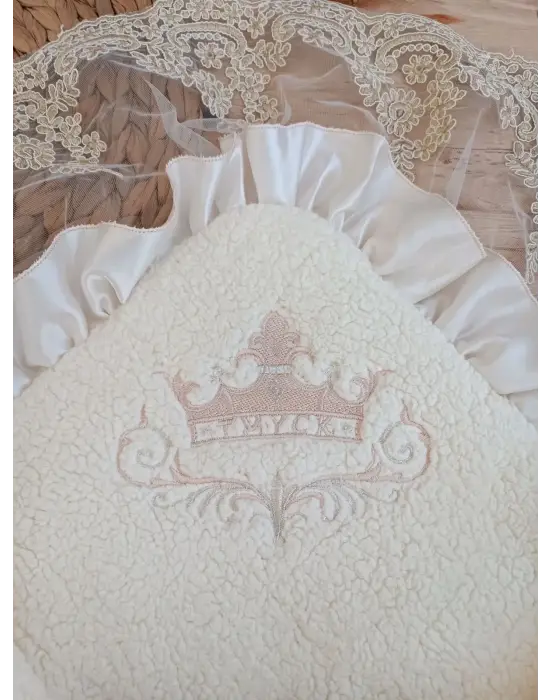 Zarif Yenidoğan Güpür Duvaklı Unisex Kundak Bebek Battaniyesi