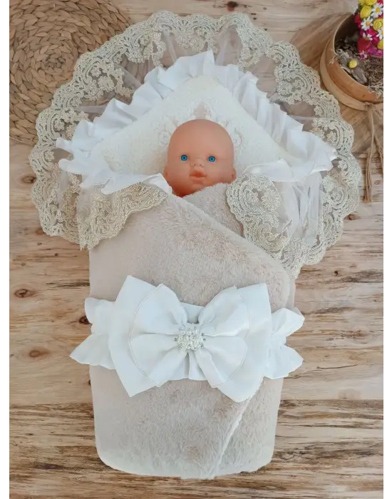 Özgün Güpür Duvaklı Unisex Kundak Battaniye