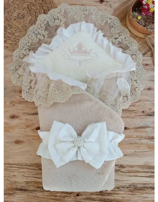 Özgün Güpür Duvaklı Unisex Kundak Battaniye