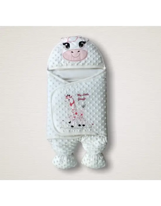 Tarz Zürafa Nakışlı Bebek Battaniyesi Pembe