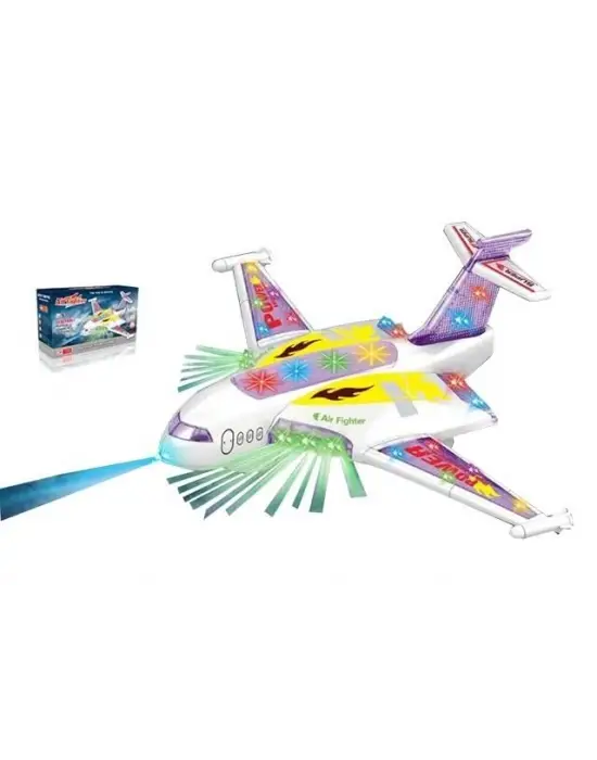 Yerde Gezen Işıklı Sesli Çarp Dön Savaş Uçak 37x27 Cm - A836
