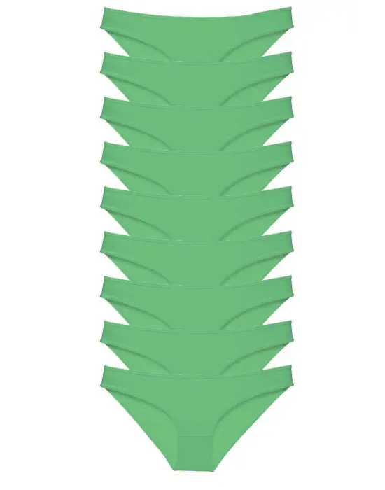 Omarı Yeşil Likralı Kadın Slip Külot Seti