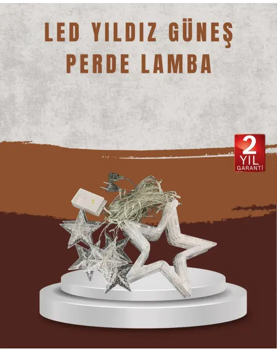 Yıldız Desenli Perde Tipi Peri Led 3x3 Metre Aydınlatma