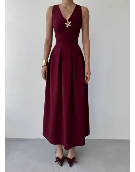 Omarı Gece İçin Yıldız Detaylı Elbise