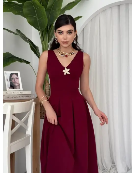 Omarı Gece İçin Yıldız Detaylı Elbise