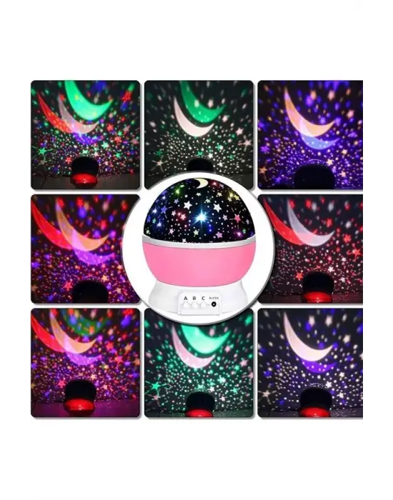 Yıldız Görünümlü Gece Lambası Renkli Masa Lambası Gökyüzü Projeksiyon