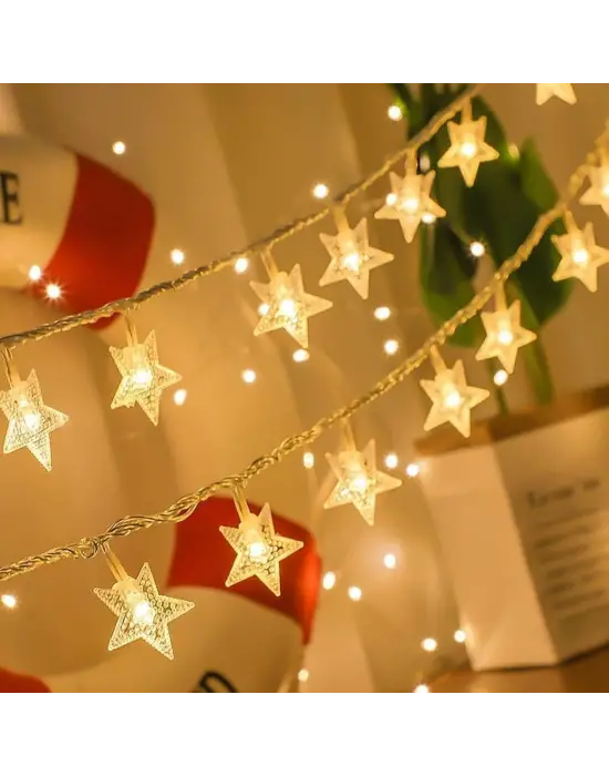Yıldız Şekilli 3.5 Metre USB LED Işık – 20 Adet LED’li Dekoratif Ortam Aydınlatması