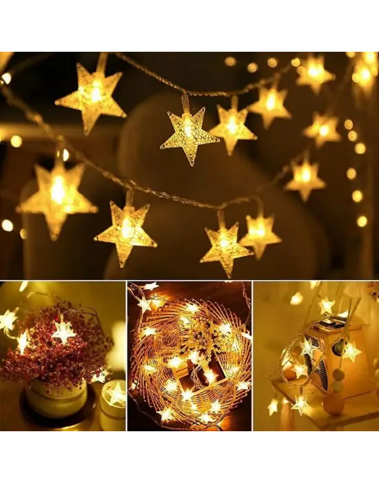 Yıldız Şekilli 3.5 Metre USB LED Işık – 20 Adet LED’li Dekoratif Ortam Aydınlatması