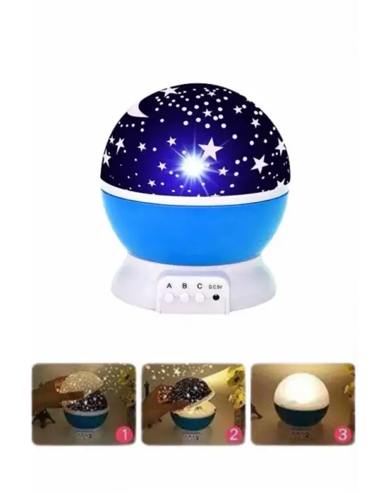 Yıldızlı Gece Lambası Mor Projeksiyon Görünümlü Masa Lambası Renk Değiştirebilen