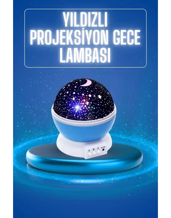 Yıldızlı Gece Lambası Mor Projeksiyon Görünümlü Masa Lambası Renk Değiştirebilen