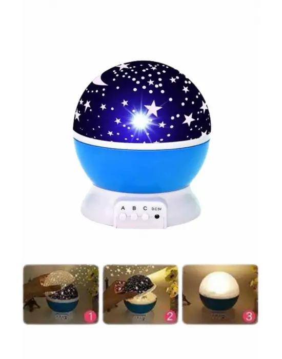 Yıldızlı Gece Lambası Mor Projeksiyon Görünümlü Masa Lambası Renk Değiştirebilen