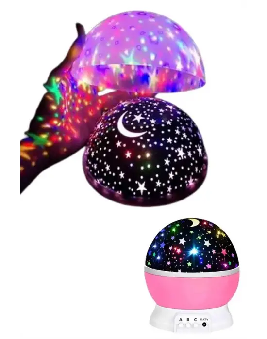 Yıldızlı Gece Lambası Mor Projeksiyon Görünümlü Masa Lambası Renk Değiştirebilen