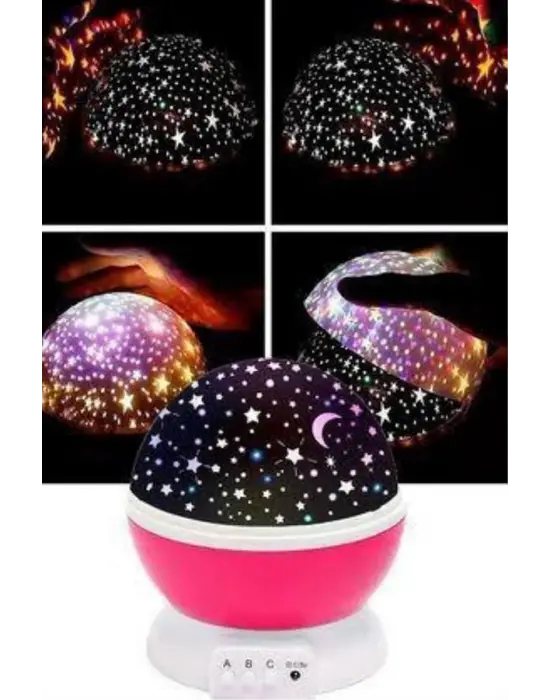 Yıldızlı Gece Lambası Mor Projeksiyon Görünümlü Masa Lambası Renk Değiştirebilen