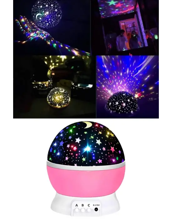 Yıldızlı Gece Lambası Mor Projeksiyon Görünümlü Masa Lambası Renk Değiştirebilen