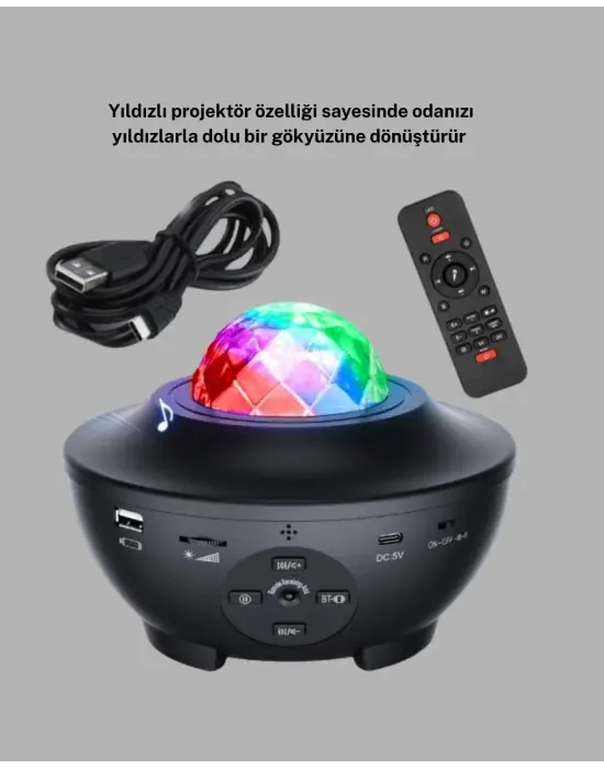 Yıldızlı Projektör Galaxy Efektli Ayarlanabilir Renkli Atmosfer Lambası