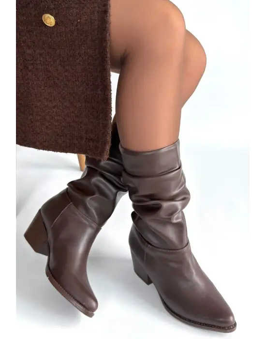 Yior Acı Kahve Cilt Topuklu Bot